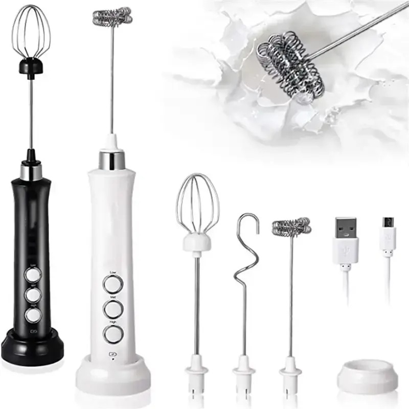 Electric Milk Frother Handheld - 3 In 1 Electric Milk Frother